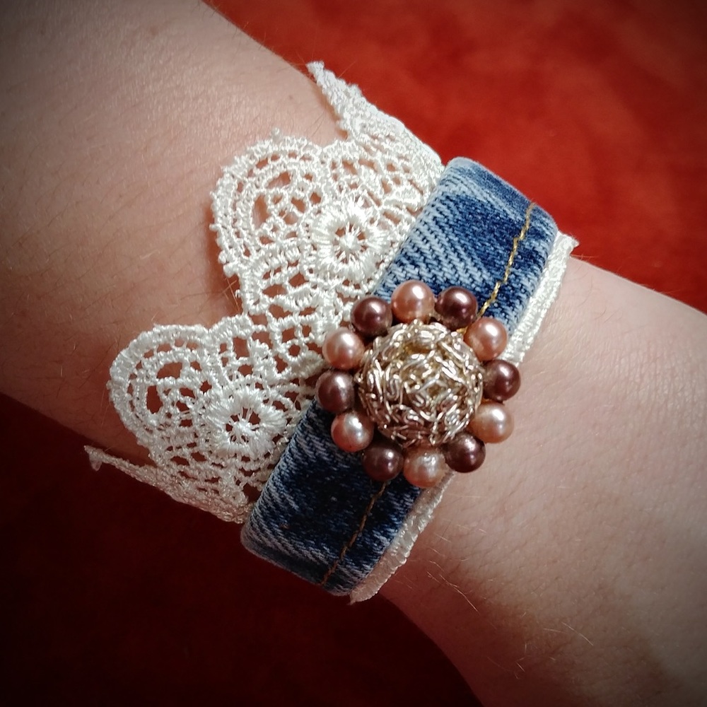 Up Cycled Denim Bracelet
